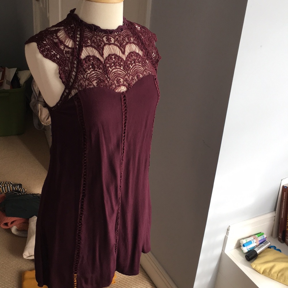 maroon lacey mini dress